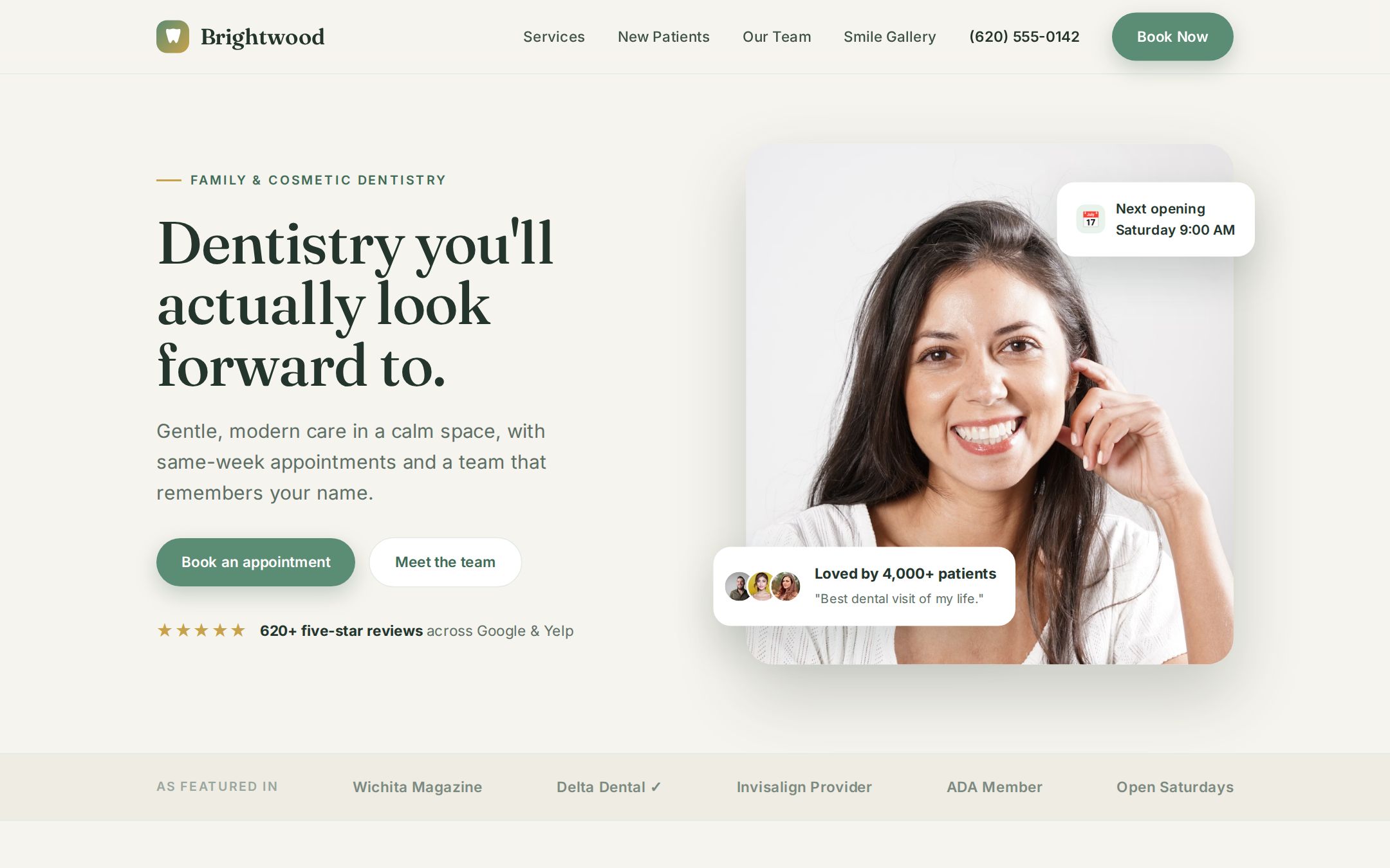 A dental website built by flossee, shown on desktop