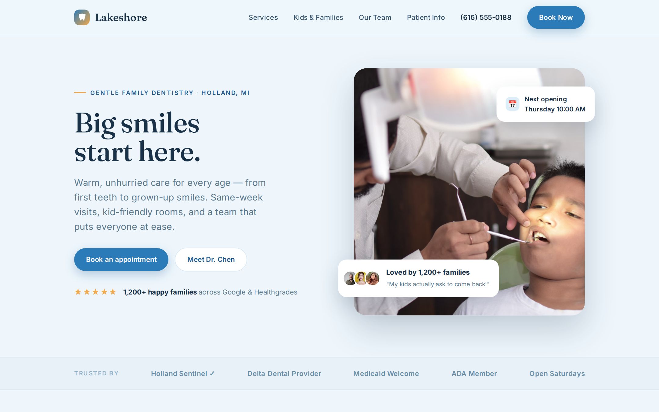 Lakeshore Family Dental website